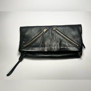 Stella & Dot Covet Waverly Clutch Crossbody Bag Black Leather *See Description*